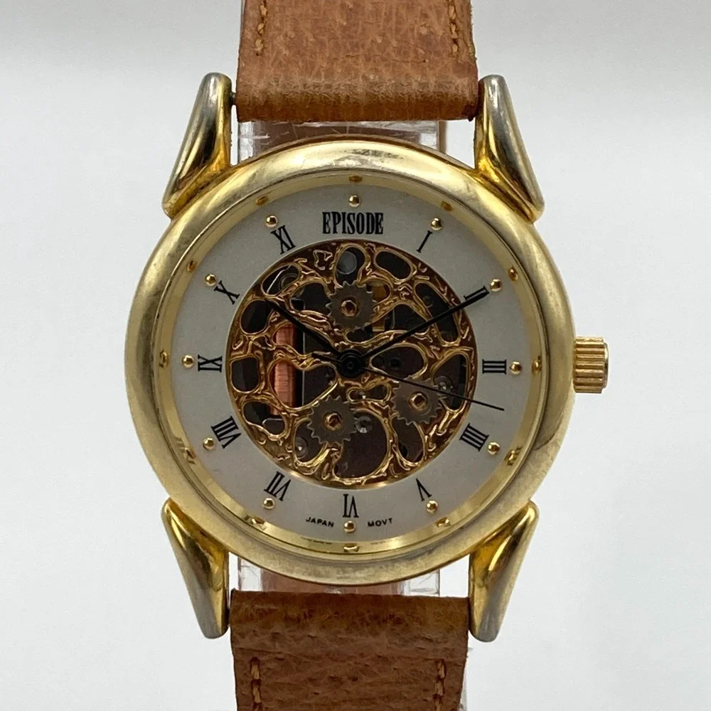 Vintage Episode Women's Watch 32mm Gold Tone Faux Skeleton New Battery 8